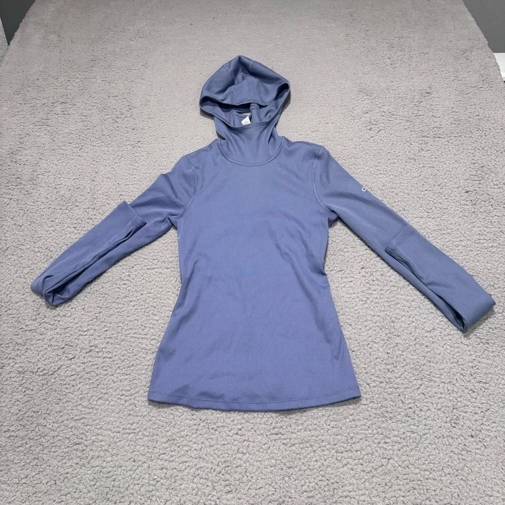 Alo Yoga Alosoft Frontrunner Ribbed-Knit Top Infinity Blue Size XS/TP